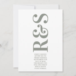 Convites Casamento Verde de Grande Monograma Moderno de Sáb