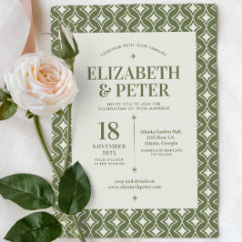 Convites Casamento Verde de Groovy dos anos 70