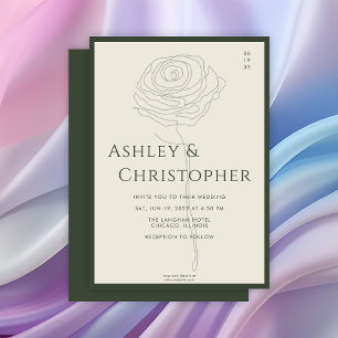 Convites Casamento Verde de Mosa Escura Floral Escura Moder