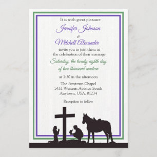 Convites Casamento Verde de Oração do Cowboy e da Noiva P