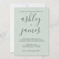 Casamento Verde de Pastel com Caligrafia Simples