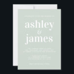 Convites Casamento Verde de Pastel com Tipografia Mínima Mo<br><div class="desc">Mínimo, moderno e elegante convite de casamento apresenta tipografia branca de na moda num fundo verde-leitoso. Basta adicionar os detalhes do seu casamento. Desenvolvido exclusivamente para você pelo Happy Dolphin Studio. Se precisar de ajuda ou produtos correspondentes, entre em contato conosco através do bate-papo da loja. Estamos felizes em ajudá-lo...</div>