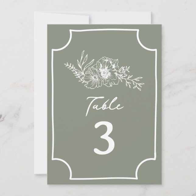 Convites Casamento Verde de Sage Floral Botânica (Frente)