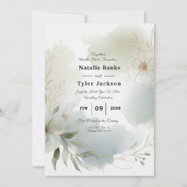 Convites Casamento Verde de Sage Floral de Molho