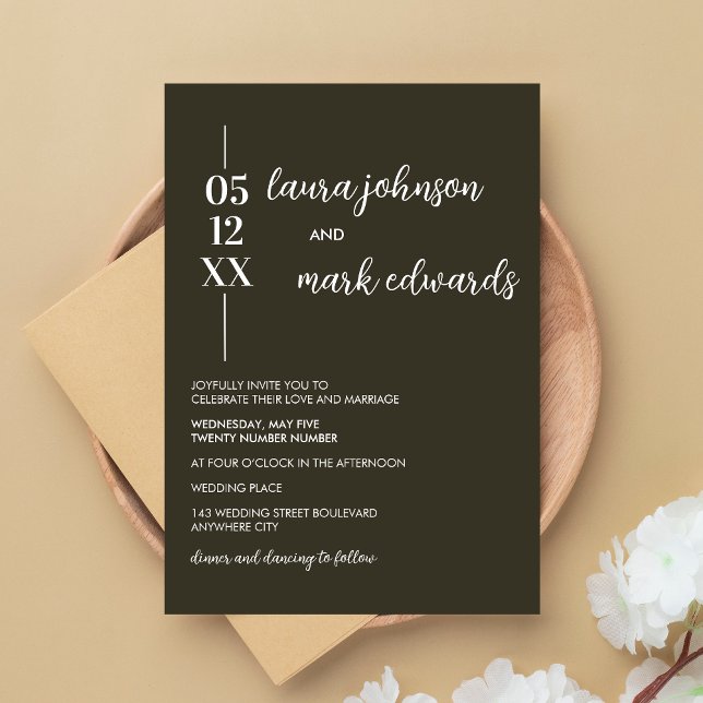 Convites Casamento Verde de Sage Minimalista (Sage Green Minimalist Wedding Invitation)