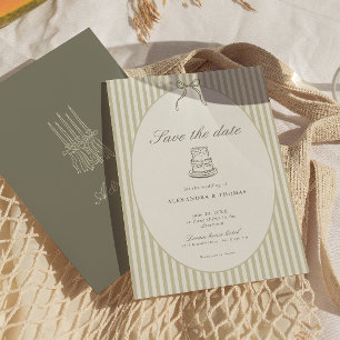 Convites Casamento Verde de Stripe Impressionante Salvar a