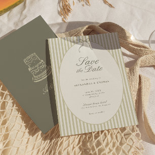 Convites Casamento Verde de Stripe Impressionante Salvar a
