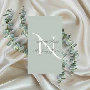 Convites Casamento Verde do Elegante Monograma Inicial