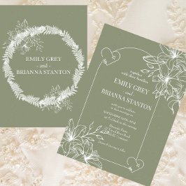 Convites Casamento Verde do Minimalista Boho Sage