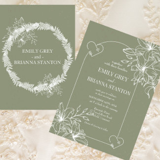 Convites Casamento Verde do Minimalista Boho Sage