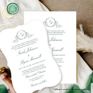 Convites Casamento Verde do Monograma Formal Elegante