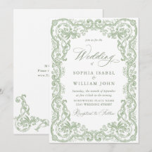 Casamento Verde do Ornamentado Floral Sage