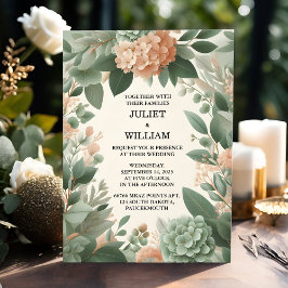 Convites Casamento Verde do Pastel Peach Mint Moss Sage