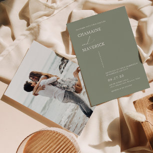 Convites Casamento Verde do Sonho Minimalista Moderno Sage