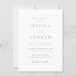 Convites Casamento Verde e Branco da Sage Minimalista