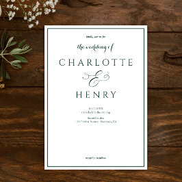 Convites Casamento Verde e Branco do Elegante Callighraphy 