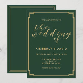 Convites Casamento Verde e Dourado