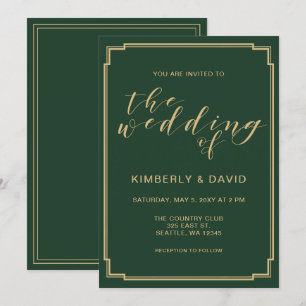 Convites Casamento verde e Dourado