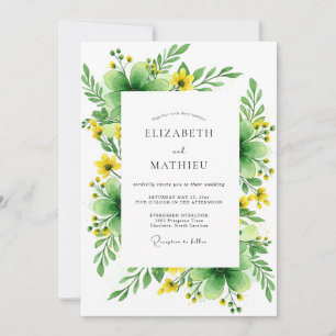 Convites Casamento Verde e Florido de Verão