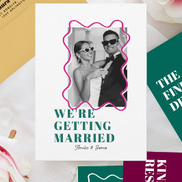 Convites Casamento Verde e Rosa Escuro e Escuro moderno de 