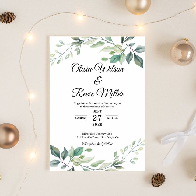 Convites Casamento Verde Elegante (wedding-invitations)