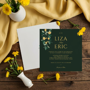 Convites Casamento Verde Elegante de Árvore Floral de Lemo