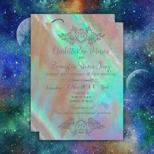 Convites Casamento Verde Elegante Mãe de Pérola