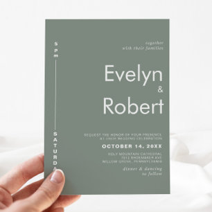 Convites Casamento Verde Elegante Minimalista