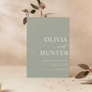 Convites Casamento Verde Elegante Moderno da Caligrafia