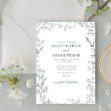 Casamento Verde Elegante Moderno Mínimo Folha Esme