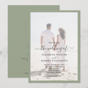 Convites Casamento Verde Elegante Sage