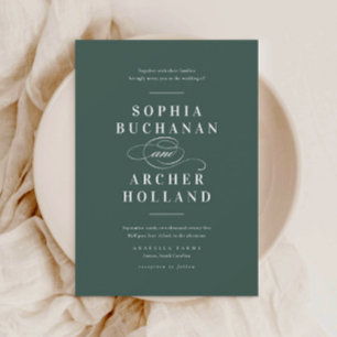 Convites Casamento Verde Escuro da Caligrafia