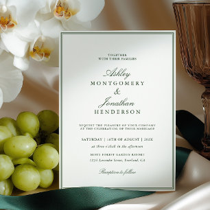 Convites Casamento Verde Escuro Dinheiro Antigo