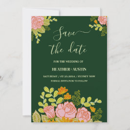 Convites Casamento Verde Escuro Floral Obrigado