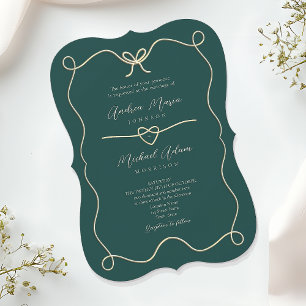 Convites Casamento Verde Esmeralda Dourado