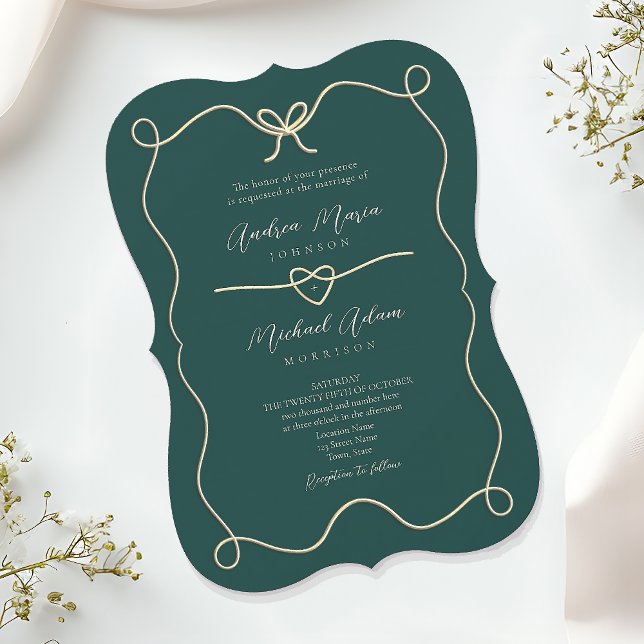 Convites Casamento Verde Esmeralda Dourado (Criador carregado)
