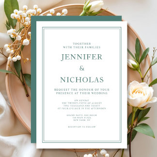 Convites Casamento Verde Esmeralda Formal Elegante