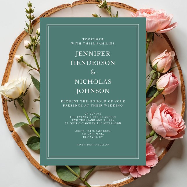 Convites Casamento Verde Esmeralda Moderno Elegante (Elegant Modern Emerald Green Wedding Invitation)