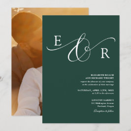 Convites Casamento Verde Esmeralda Monograma Elegante Foto