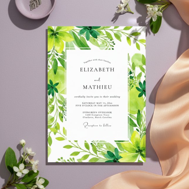 Convites Casamento Verde Esmeralda Viçoso (Criador carregado)