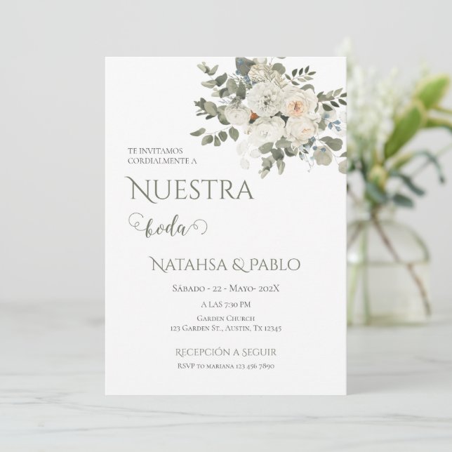 Convites Casamento Verde Espanhol (Em pé/Frente)