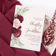 Casamento Verde Floral de Blush Burgundy Moderno