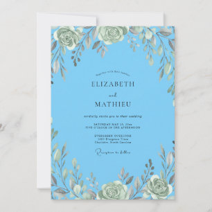Convites Casamento Verde Folhagem Azure Silenciada