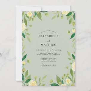 Convites Casamento Verde Folhagem Marfim Celadon