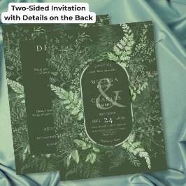 Convites Casamento Verde Folhagem Samambaia Rústica de Dois