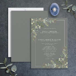 Convites Casamento Verde Formal Eucalyptus Botanical Sage
