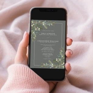 Convites Casamento Verde Formal Eucalyptus Botanical Sage