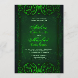 Convites Casamento verde Ghoulish do Victorian gótico