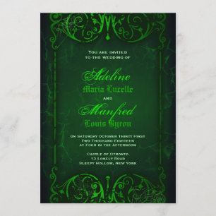 Convites Casamento verde Ghoulish do Victorian gótico