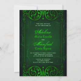 Convites Casamento Verde Ghoulish Vitoriano Gótico